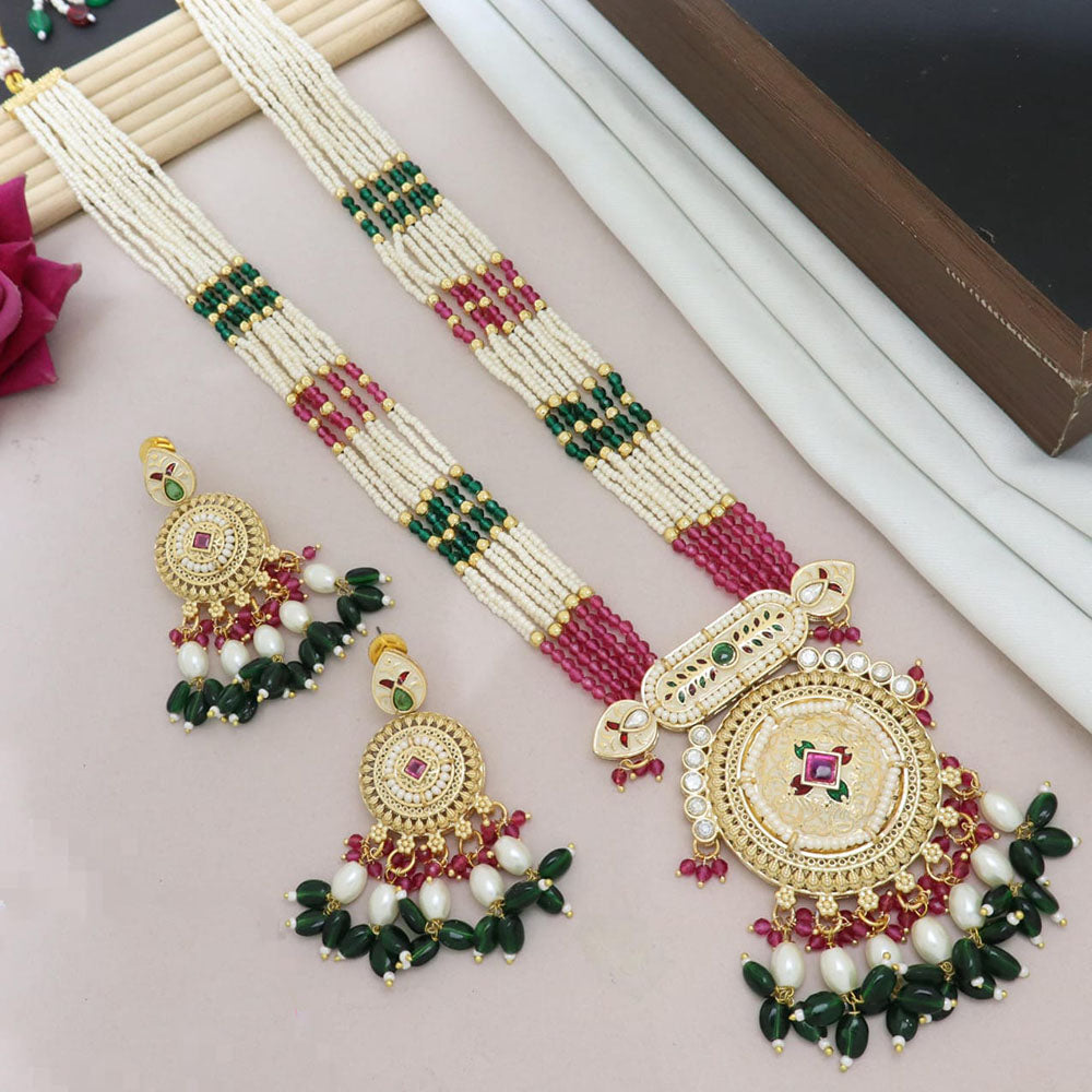 Manisha Jewellery Tribal Inspired Kundan and Beads Long Necklace Set