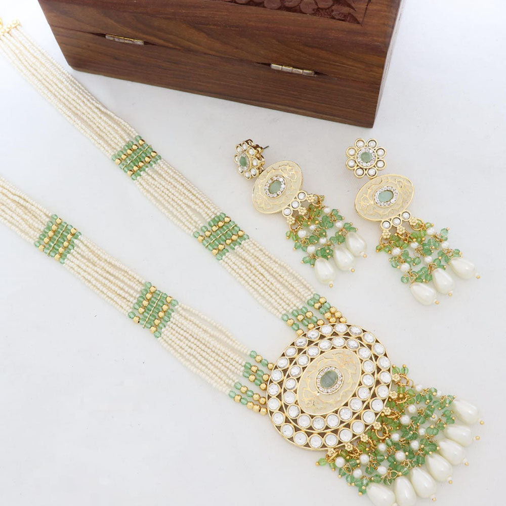 Manisha Jewellery Tribal Inspired Kundan and Beads Long Necklace Set