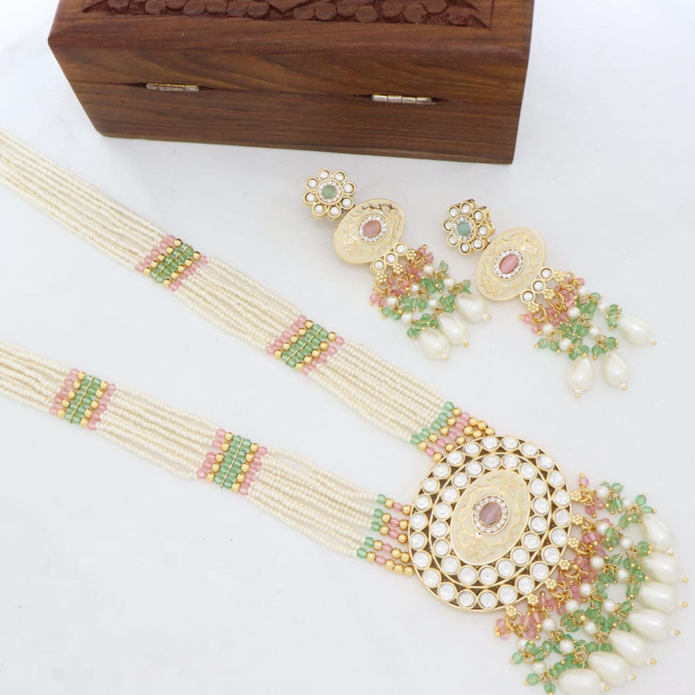 Manisha Jewellery Tribal Inspired Kundan and Beads Long Necklace Set