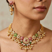 Manisha Jewellery Premium Pota Stone And Pearl Necklace Set