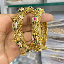 Manisha Jewellery Gold Plated Pota Stone And Pearl Openable Bangles Set