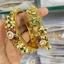 Manisha Jewellery Gold Plated Pota Stone And Pearl Openable Bangles Set