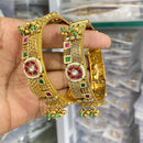 Manisha Jewellery Gold Plated Pota Stone And Pearl Openable Bangles Set
