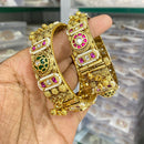 Manisha Jewellery Gold Plated Pota Stone And Pearl Openable Bangles Set
