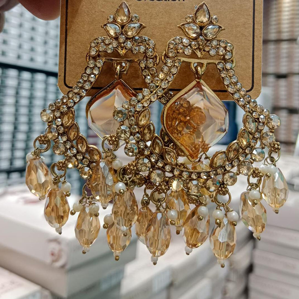 Manisha Jewellery Shiny Austrian Stone And Pearl Dangler Earrings
