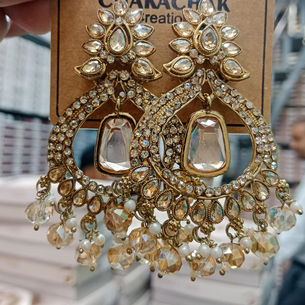 Manisha Jewellery Shiny Austrian Stone And Pearl Dangler Earrings