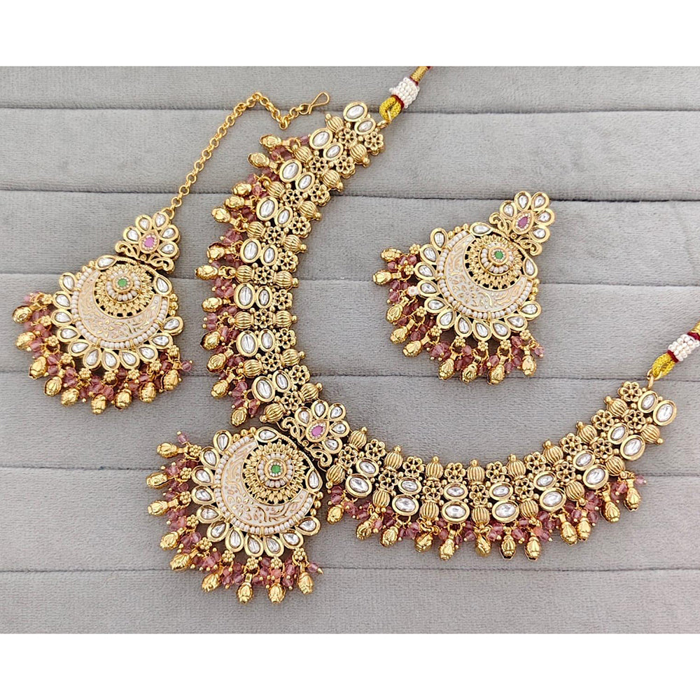 Manisha Jewellery Royal Pota Stone And Pearl Meenakari Necklace Set