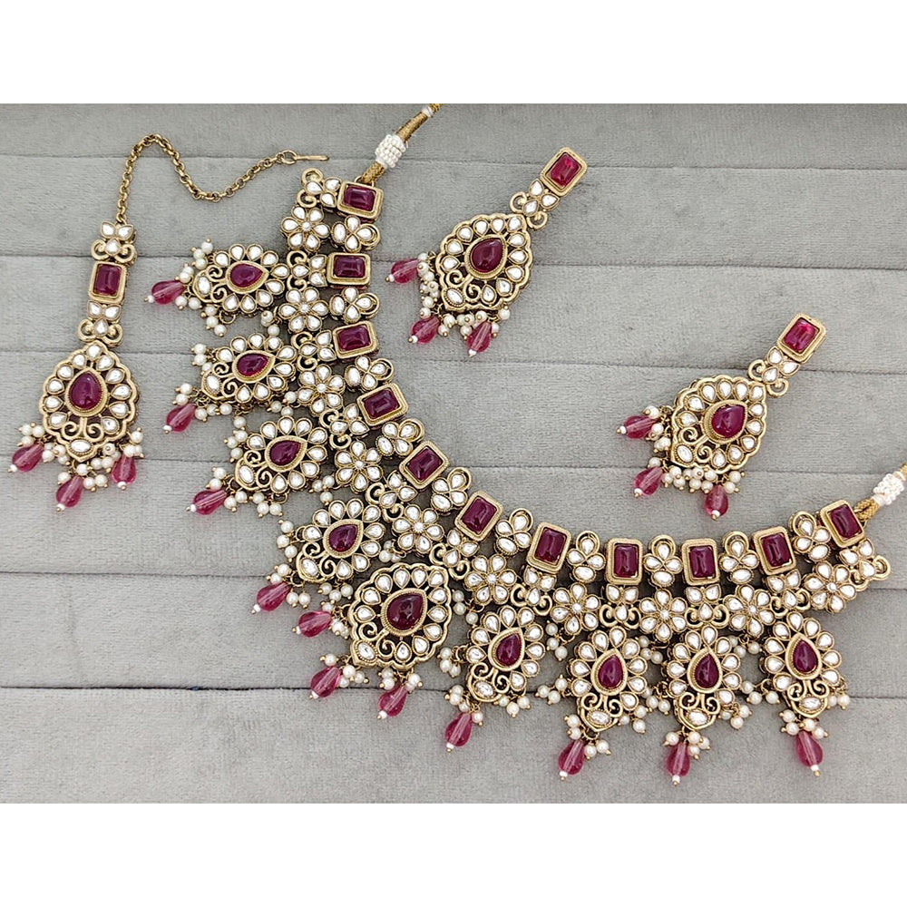 Manisha Jewellery  Royal Pota Stone And Pearl Necklace Set