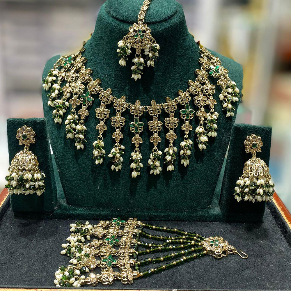 Manisha Jewellery Sparkling Crystal Necklace And Pearl Necklace Set