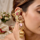 Manisha Jewellery Designer Earcuff Jhumki Earrings With Sparkling Pota Stone And Pearl