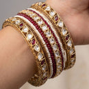 Manisha Jewellery Grand Polki Kundan Stone Classic Pearl Bangles Set 