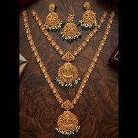 Manisha Jewellery Luxury Temple Pota Stone & Austrian Stone Double Pearl Necklace Set