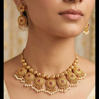 Manisha Jewellery Pota Stone Pearl Choker Necklace Set