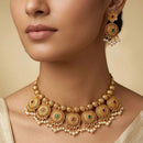 Manisha Jewellery Pota Stone Pearl Choker Necklace Set