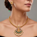 Manisha Jewellery Gold Plated Austrian Stone And Pearl Temple Necklace Set