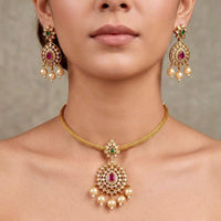 Manisha Jewellery Royal Pota Stone And Pearl Necklace Set