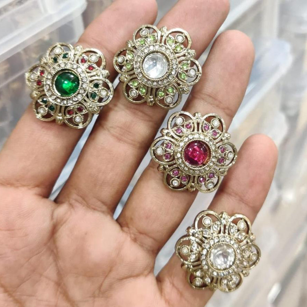 Manisha Jewellery Floral Crystal Stone Statement Ring for Women