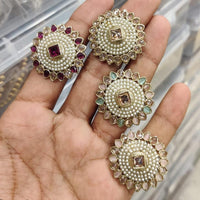Manisha Jewellery Floral Crystal Stone And Pearl  Statement Ring for Women