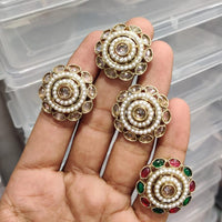 Manisha Jewellery Floral Crystal Stone And Pearl  Statement Ring for Women