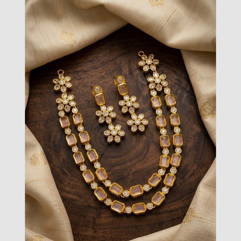 Manisha Jewellery Gold Plated Crystal Stone Double Necklace Set