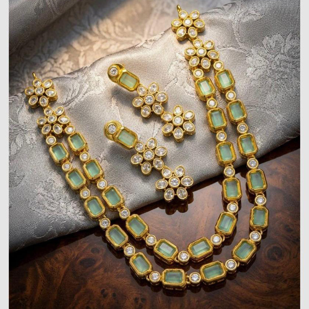 Manisha Jewellery Gold Plated Crystal Stone Double Necklace Set