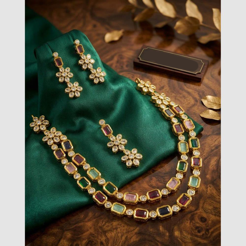Manisha Jewellery Gold Plated Crystal Stone Double Necklace Set