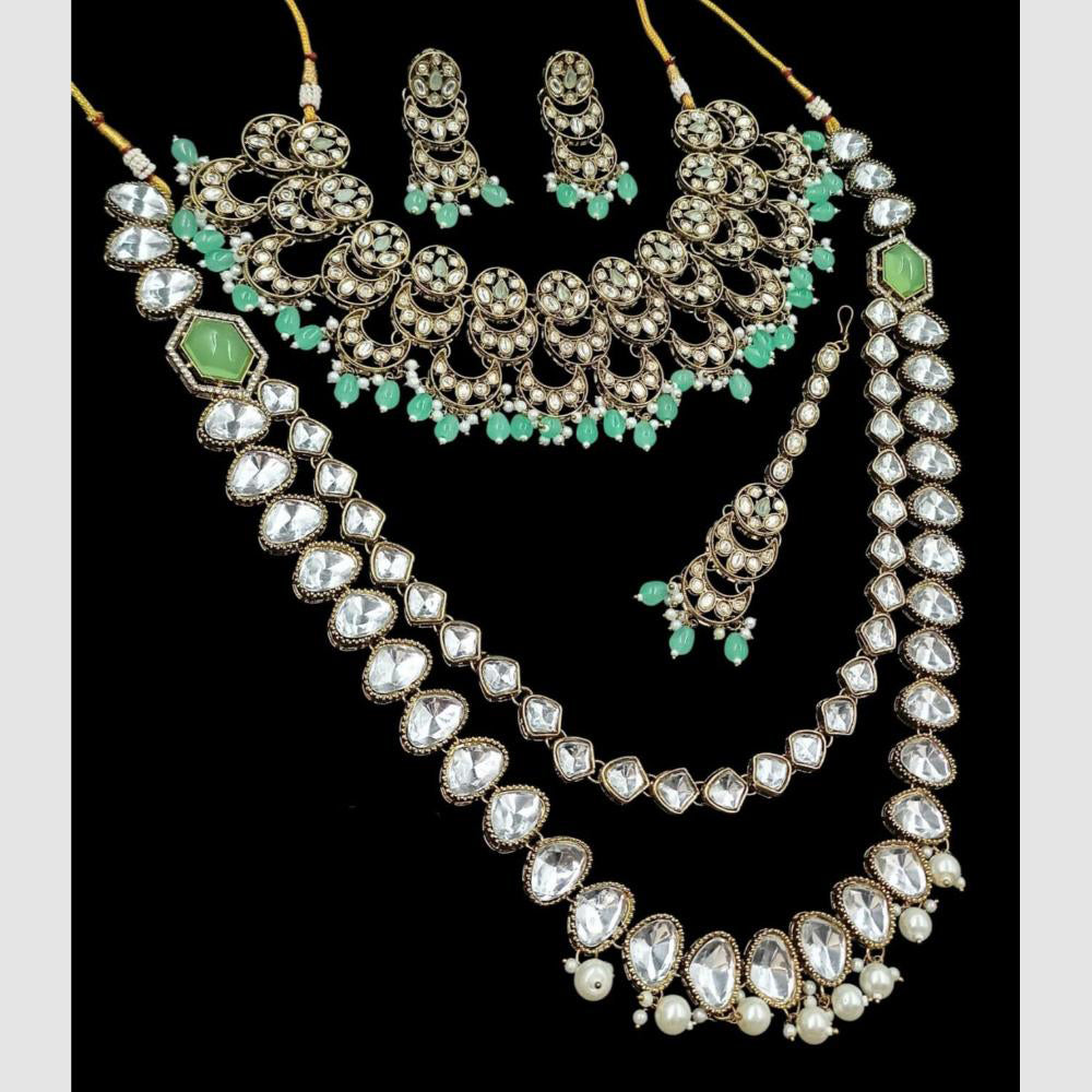 Manisha Jewellery Gold Plated Polki Kundan Pearl And Beads Necklace Set