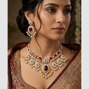 Manisha Jewellery Gold Plated Royal Pota Stone And Pearl Necklace Set