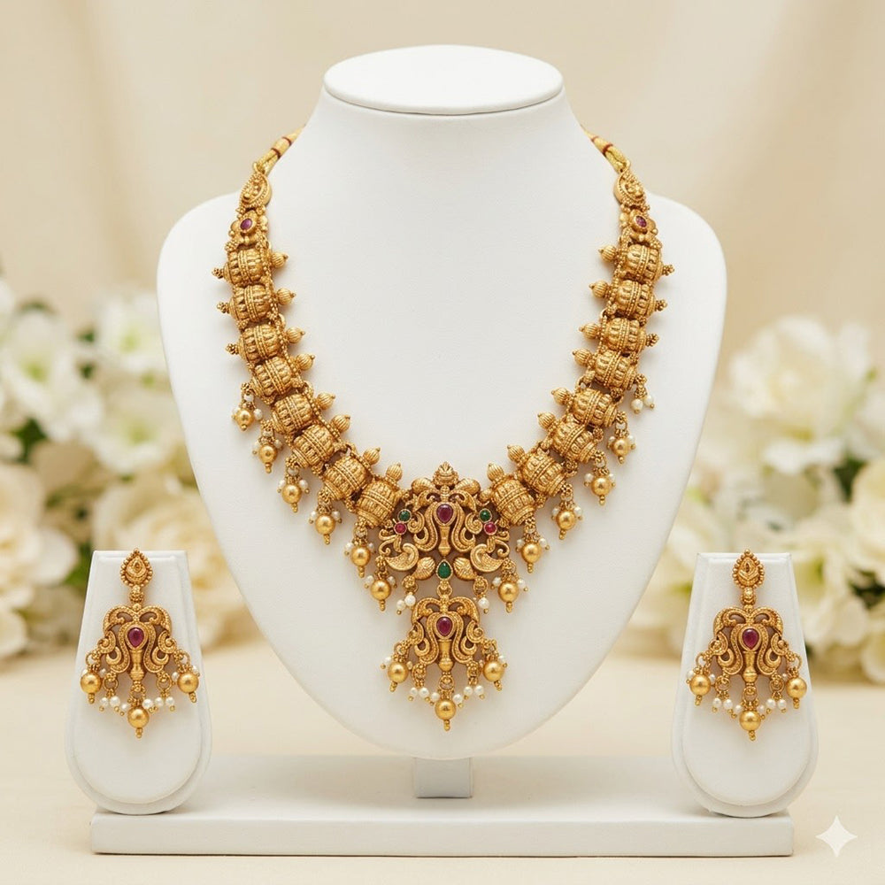 Manisha Jewellery Elegant Pota Stone And Pearl Necklace Set