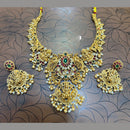 Manisha Jewellery Elegant Pota Stone And Pearl Temple Necklace Set