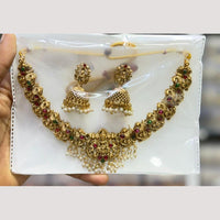 Manisha Jewellery Elegant Pota Stone And Pearl Temple Necklace Set