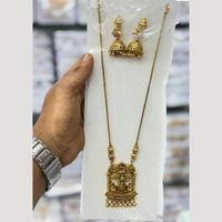 Manisha Jewellery Trendy Pota Stone And Pearl Temple Long Necklace Set