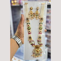 Manisha Jewellery Elegant Pota Stone And Pearl Meenakari Long Necklace Set