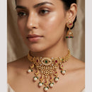 Manisha Jewellery Designer Kundan Stone And Meenakari Choker Necklace Set