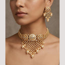 Manisha Jewellery Premium Pota Stone And Pearl Choker Necklace Set