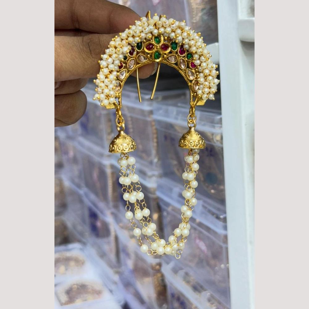 Manisha Jewellery Elegant Pota Stone And Pearl Hair Pins For Bridal , Festive  