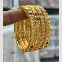 Manisha Jewellery Gold Plated Pota Stone And Pearl Bangles Set