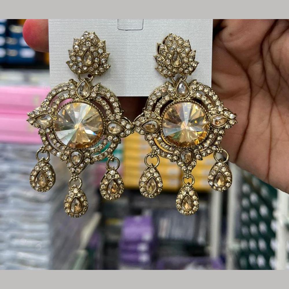 Manisha Jewellery Designer Crystal Stone And Pearl Danglers Earrings