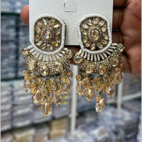 Manisha Jewellery Designer Crystal Stone And Pearl Danglers Earrings