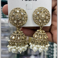 Manisha Jewellery Designer Crystal Stone And Pearl Jhumki Earrings