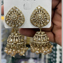 Manisha Jewellery Designer Crystal Stone And Pearl Jhumki Earrings