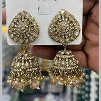 Manisha Jewellery Designer Crystal Stone And Pearl Jhumki Earrings