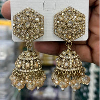 Manisha Jewellery Designer Crystal Stone And Pearl Jhumki Earrings