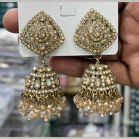 Manisha Jewellery Designer Crystal Stone And Pearl Jhumki Earrings