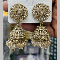 Manisha Jewellery Designer Crystal Stone And Pearl Jhumki Earrings