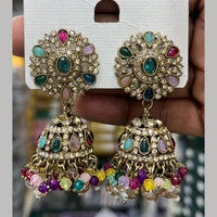 Manisha Jewellery Designer Crystal Stone And Pearl Jhumki Earrings