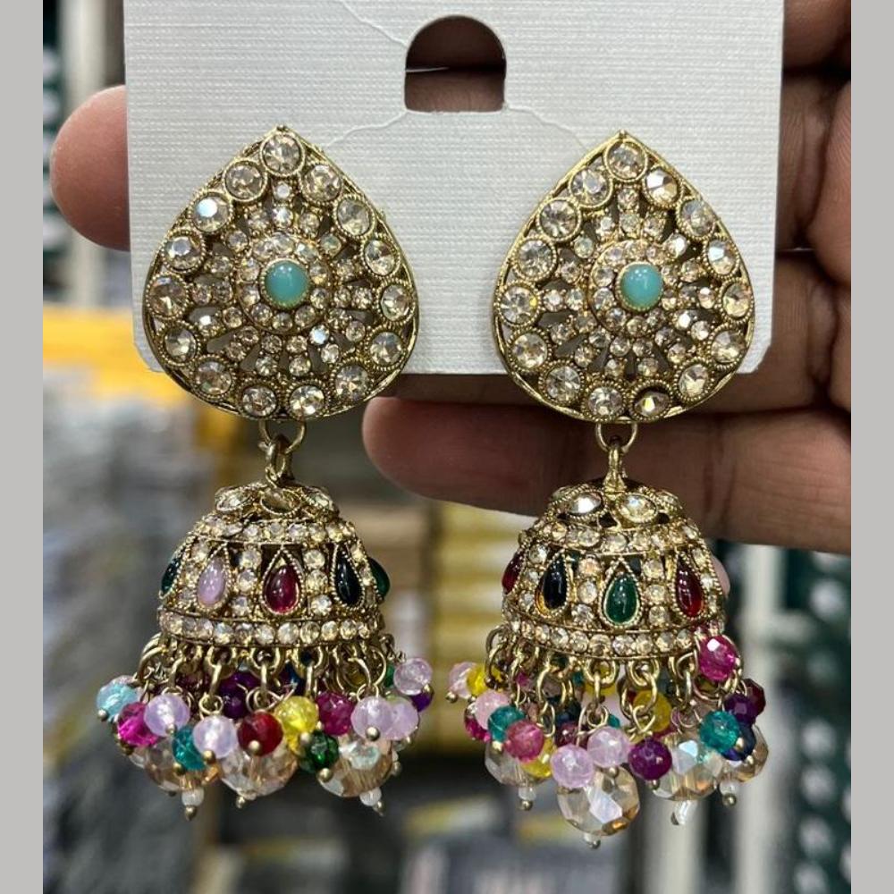 Manisha Jewellery Designer Crystal Stone And Pearl Jhumki Earrings