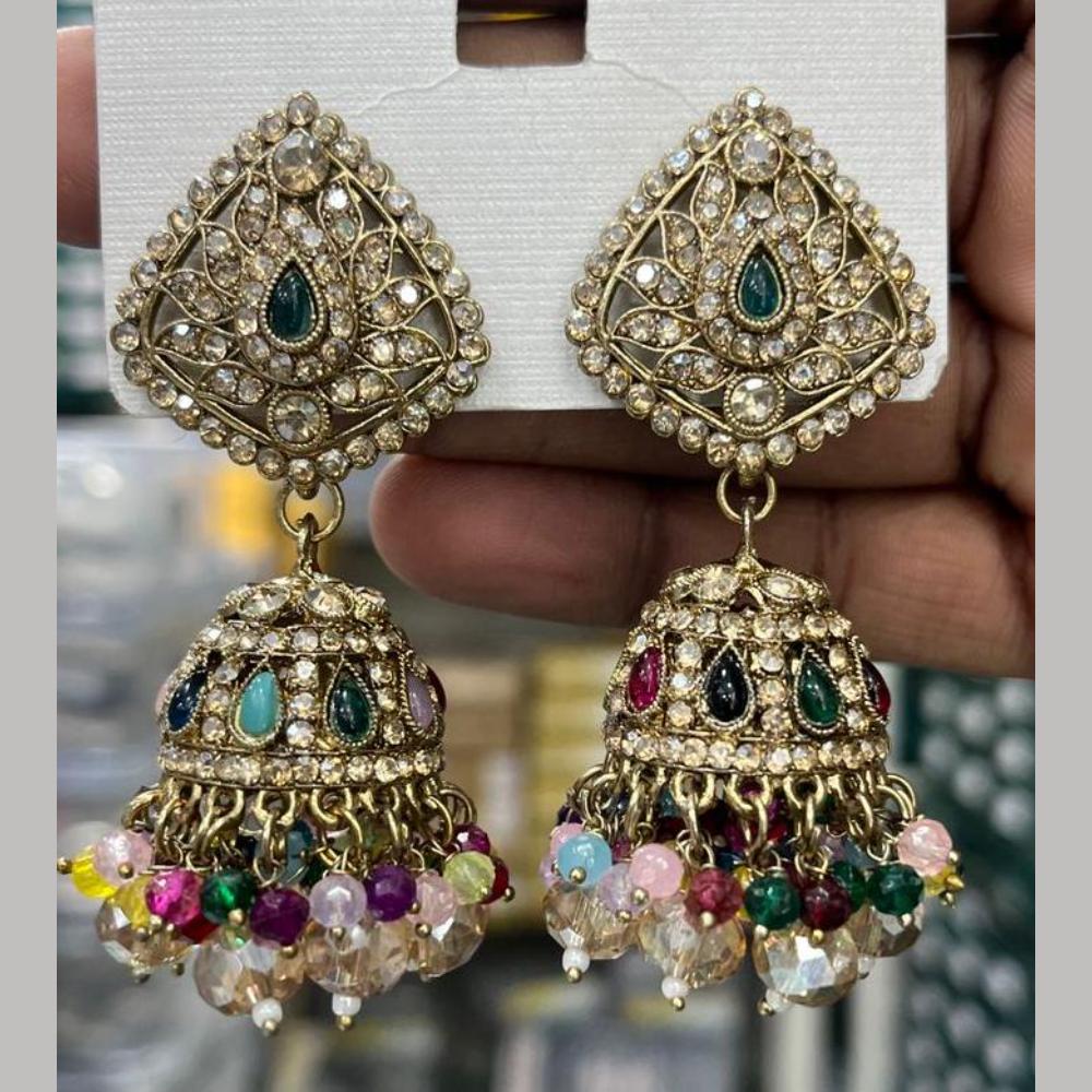 Manisha Jewellery Designer Crystal Stone And Pearl Jhumki Earrings