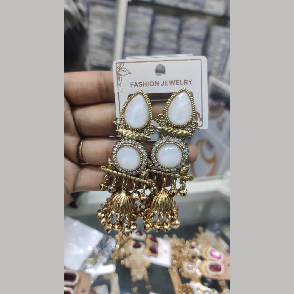 Manisha Jewellery Royal Ethnic Pota Stone And Ghungroo Jhumki Earrings