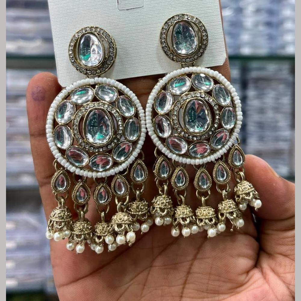 Manisha Jewellery Designer Kundan Stone And Pearl Jhumki Earrings